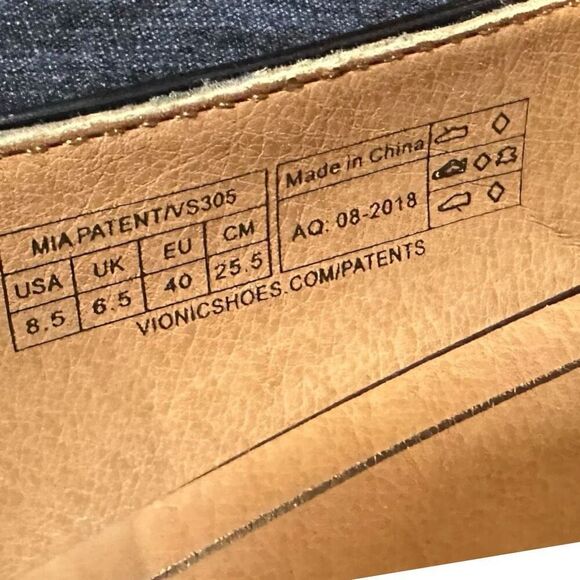 Vionic Madison Mia Orthotic Support Patent Leather Heel Pumps Size 8.5 Block Hee - Picture 9 of 9